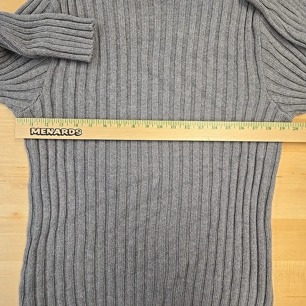VTG Abercrombie Fitch Sweater Mens Size Large Gray Fisherman Ribbed USA 90s Y2K - Picture 4 of 9